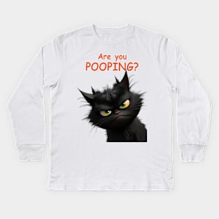 Angus the Cat - Are You Pooping! Kids Long Sleeve T-Shirt